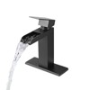 PAGED Waterfal Bathroom Faucets Single Handle Bathroom Sink Faucet Modern Vanity Basin Faucet with Deck Plate & Overflow Pop Up Drain - 3 of 4