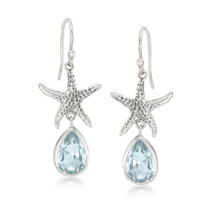 Ross-Simons 7.00 ct. t.w. Sky Blue Topaz Bali-Style Starfish Drop Earrings in Sterling Silver - 1 of 3