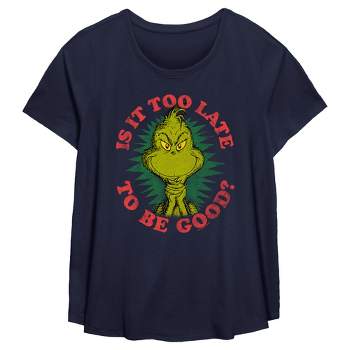 Women's Dr. Seuss Christmas The Grinch Is it too Late T-Shirt