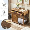 Dog Cage Furniture Thick Wood Pet House - Modern Indoor Wooden Dog Crate Furniture with Sliding Barn Door and Storage Drawer - 2 of 4