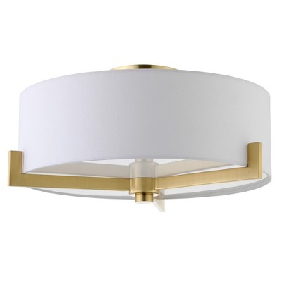 Hudson and Canal 17" Wide 2-Light Semi Flush Mount with Fabric Shade