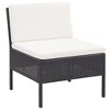vidaXL 3 Piece Patio Lounge Set with Cushions Poly Rattan Black - 3 of 4