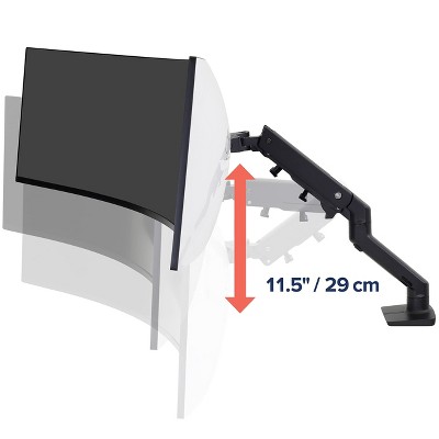 Matte Black Full-Motion Desk Mount for Curved Monitors