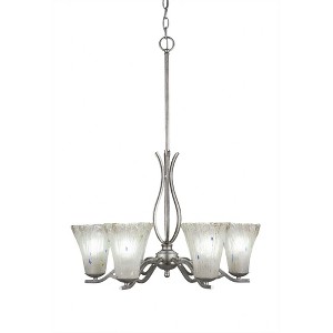Toltec Lighting Revo 6 - Light Chandelier in  Dark Granite with 5.5" Fluted Frosted Crystal Shade - 1 of 1