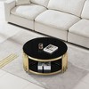 NicBex Stylish Double-Layer Metal Coffee Table with Tempered Glass Tabletop,Round End Table,Living Room Furniture - 2 of 4