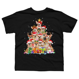 Boy's Design By Humans Christmas Pajama Chihuahua Tree By MINHMINH T-Shirt - 1 of 4