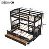 CAVINAS Twin over Twin Bunk Bed Pine Bed Frame with Trundle, 3 Storage Drawers and Guardrail for Bedroom - 4 of 4