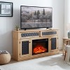 GDFStudio Orin 58.27" Farmhouse Wooden Fireplace TV Stand with Open and Closed Storage and 2 Doors - 2 of 4
