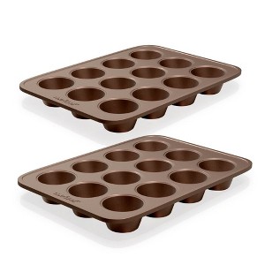 NutriChef Oven Muffin Baking Pans-Deluxe Non-Stick Cupcake Cookie Sheet - 1 of 4