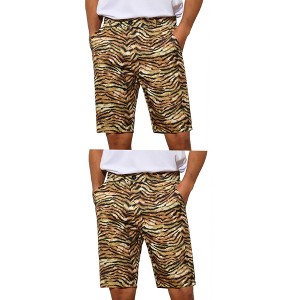 Lars Amadeus Men's Regular Fit Animal Printed Golf Shorts 2 Packs - 1 of 4