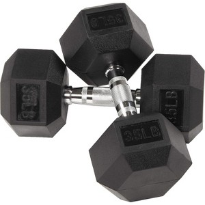 Rubber Encased Hex Dumbbell Set with Contoured Handle for Strength Training, Full Body Workout & Muscle Toning - 1 of 4