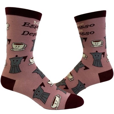 Crazy Dog T-Shirts Women's Espresso Depresso Socks Funny Cute Coffee Cup Pot Graphic Novelty Footwear