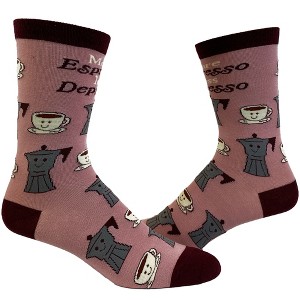 Crazy Dog T-Shirts Women's Espresso Depresso Socks Funny Cute Coffee Cup Pot Graphic Novelty Footwear - 1 of 4