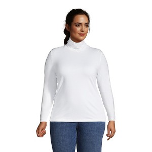 Lands' End Women's Lightweight Jersey Skimming Long Sleeve Turtleneck - 1 of 4