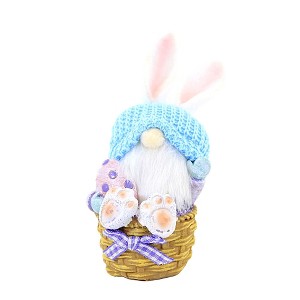 4.5 Inch Gnome Bunny Figurine Basket Rabbit Gnome Figurines - 1 of 3