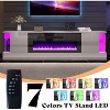 70" LED Lights Entertainment Center with Flip Doors & Corner Glass Decor - 4 of 4