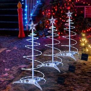 Yescom Munchkin  3 pack 2ft Spiral Tree for Indoo forr Outdoor Holiday Christmas Decoration Cool White Cold White - 1 of 4