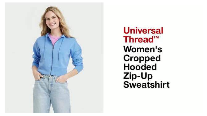 Women's Cropped Hooded Zip-Up Sweatshirt - Universal Thread™, 2 of 12, play video