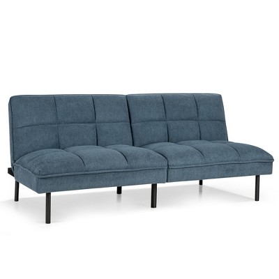 Costway Modern Convertible Futon Sofa Bed Linen Fabric Folding Couch Recliner Grey\Aquamarine\Blue