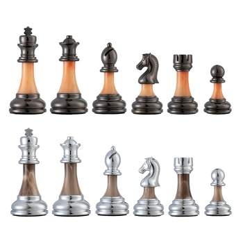 Bobby Fischer Metal & Acrylic Chess Pieces, 3.5 inch king