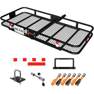 Mockins 70"x30"x6" Trailer Hitch Cargo Rack with License Plate Holder, Stabilizer, Hitch Lock and Straps