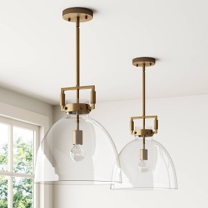 Nathan James (Set of 2) Leigh Glass Dome Shade Pendant Ceiling Lights Gold - 1 of 4