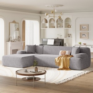 Contemporary Oversized L-Shaped Modular Couch for Living Room, Bedroom, Salon - 2-Piece Versatile Setup, Minimalist Design - 1 of 3