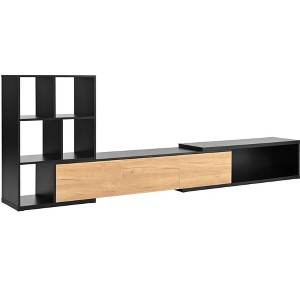 CLIHOME Extendable TV Stand with 3 Tier Bookshelves for TVs up to 110'', Adjustable Entertainment Center with Storage Cabinets - 1 of 4