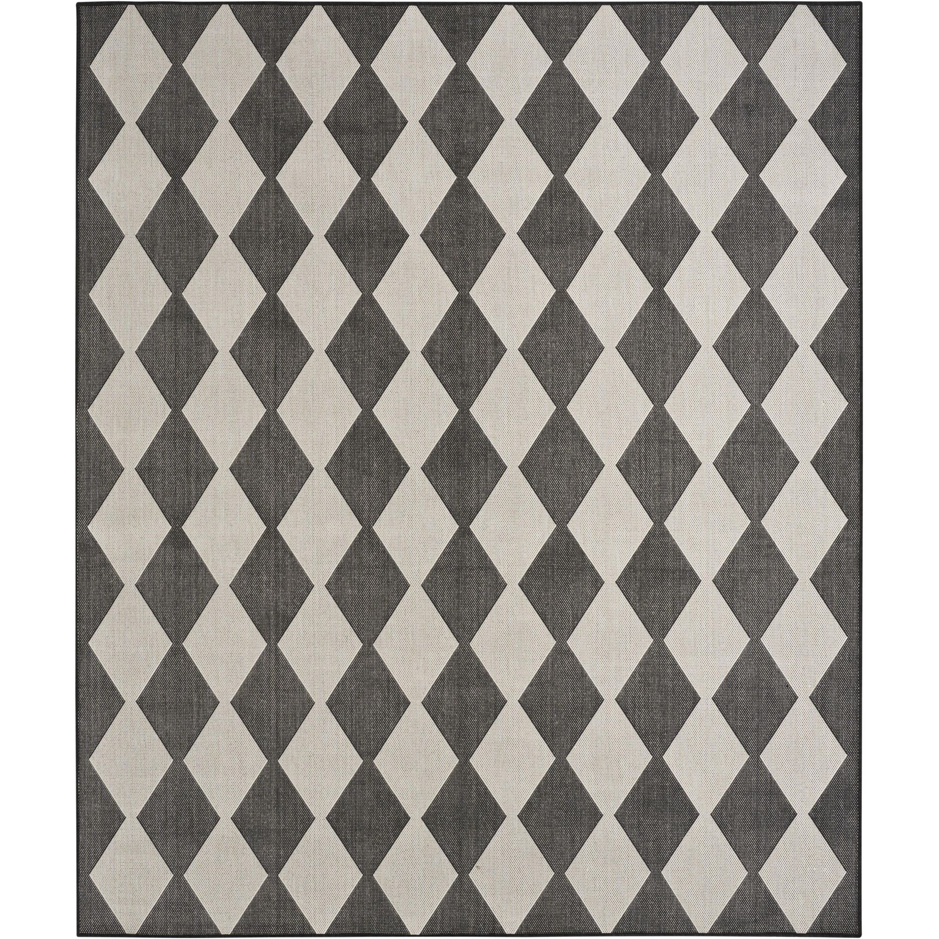 Nourison Positano 5' x 7' Black Diamond Modern Flatweave Indoor/Outdoor Rug