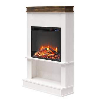 Mendon Electric Fireplace with Mantel and Open Shelf - Room & Joy 