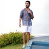Campus Sutra Men Men's Royal Blue & Mocha Brown Geometric Block Oversized Shirt - 3 of 3