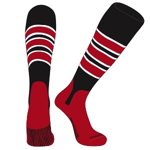 PEAR SOX OTC Baseball Softball Stirrup Socks (C, 5in) Black, White, Red, Red (XL) - 1 of 3