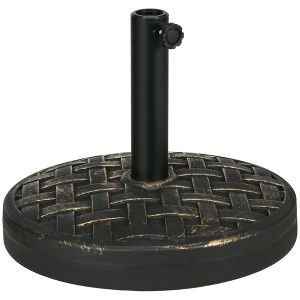Aghana Digitals 26 lbs Bronze Resin-Concrete Patio Umbrella Base with Retro Lotus Design, Fits - 1 of 4