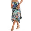 Women's Flowy Handkerchief Hem Midi Skirt - Asymmetric Boho Chic A-Line Skirt Blue Floral Blue Floral - 3 of 4