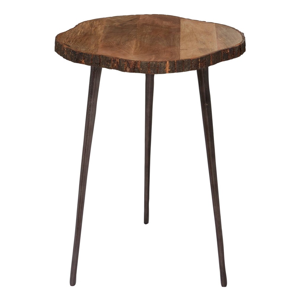 Photos - Coffee Table Rustic Mango Wood Slice Accent Table Brown - Olivia & May