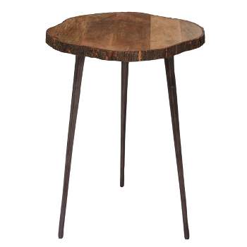 Rustic Mango Wood Slice Accent Table Brown - Olivia & May