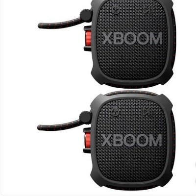 Manufacturer Referbished LG XBOOM Go Wireless Portable Speaker Powerful Sound XG2TBK 2PACK, Black
