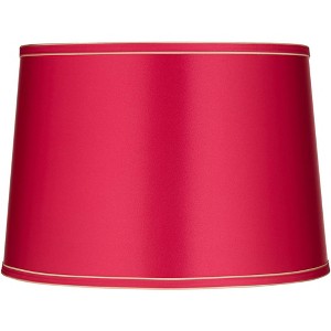 Springcrest Sydnee 14" Top x 16" Bottom x 11" High x 11" Slant Lamp Shade Replacement Medium Vivid Pink Satin with Trim Drum Modern Spider Harp Finial - 1 of 4