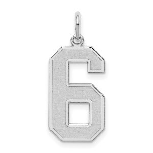 Black Bow Jewelry Sterling Silver, Jersey Collection, Large Number 6 Pendant - 1 of 4