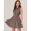 INSPIRE CHIC Women's Floral Sleeveless Half Placket Mini Belted Summer Dress - 3 of 4