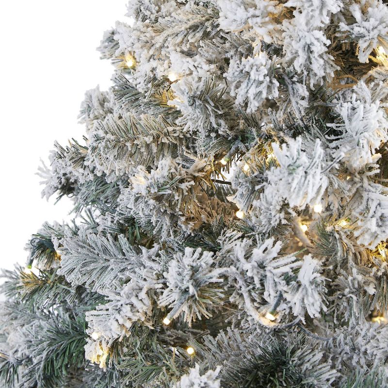 Nearly Natural 7&#39; Pre-Lit LED Flocked Rock Springs Spruce Artificial Christmas Tree Clear Lights, 3 of 8