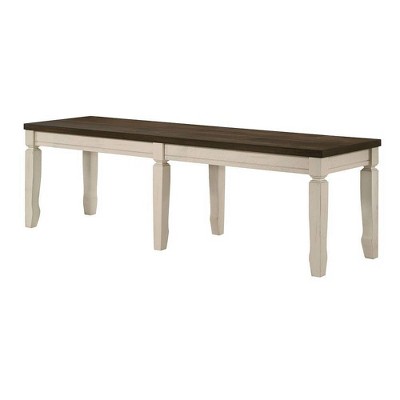 Weathered Oak and Cream Traditional Dining Bench