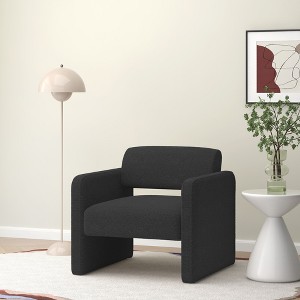 Single sofa chair, upholstered comfortable chair with armrests, for dining room/bedroom/living room/reception - BEIGE (30.9"*30.51"*30.11") - 1 of 4
