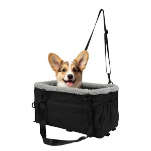 iMountek"Small Dog Car Seat with Harness & Velvet Cushion for Pets Up to 9lbs, Center Console Booster"Black - 1 of 4