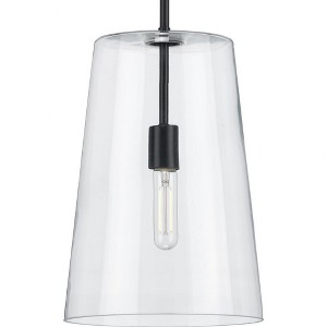 Progress Lighting Clarion 1-Light Pendant, Matte Black, Clear Glass Shade - 1 of 4