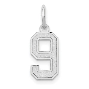 Black Bow Jewelry 14k White Gold, Jersey Collection, Small Number 9 Pendant - 1 of 4