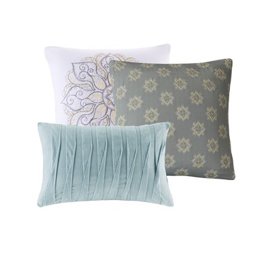 Lucinda Blue California King Reversible Cotton Sateen Comforter Set