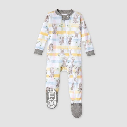 Burt's Bees Baby® Baby Easter Bunny Plaid Snug Fit Footed Pajama -  Gray/white : Target