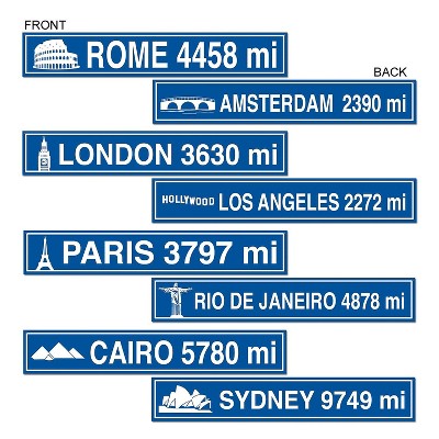 Beistle 4" x 24" Travel Street Sign Cutouts 12/Pack 54151