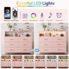 Bedroom Dresser with LED Lights & Charging Station, Wood 6 Drawer Dresser for Bedroom - 4 of 4